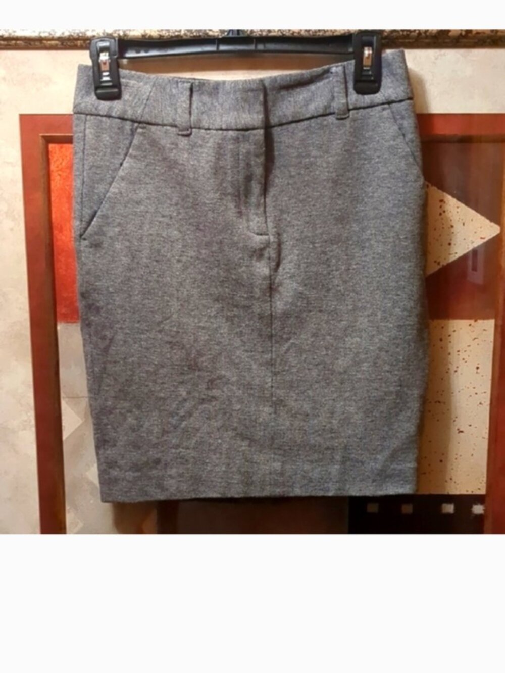 LOFT Gray Heather Mini Pencil Skirt with Pockets Size 4P